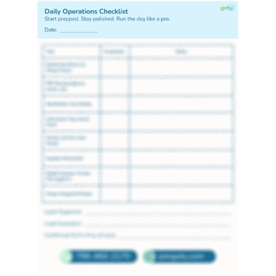 Daily Operations Checklist Preview Daily Operations Checklist Preview